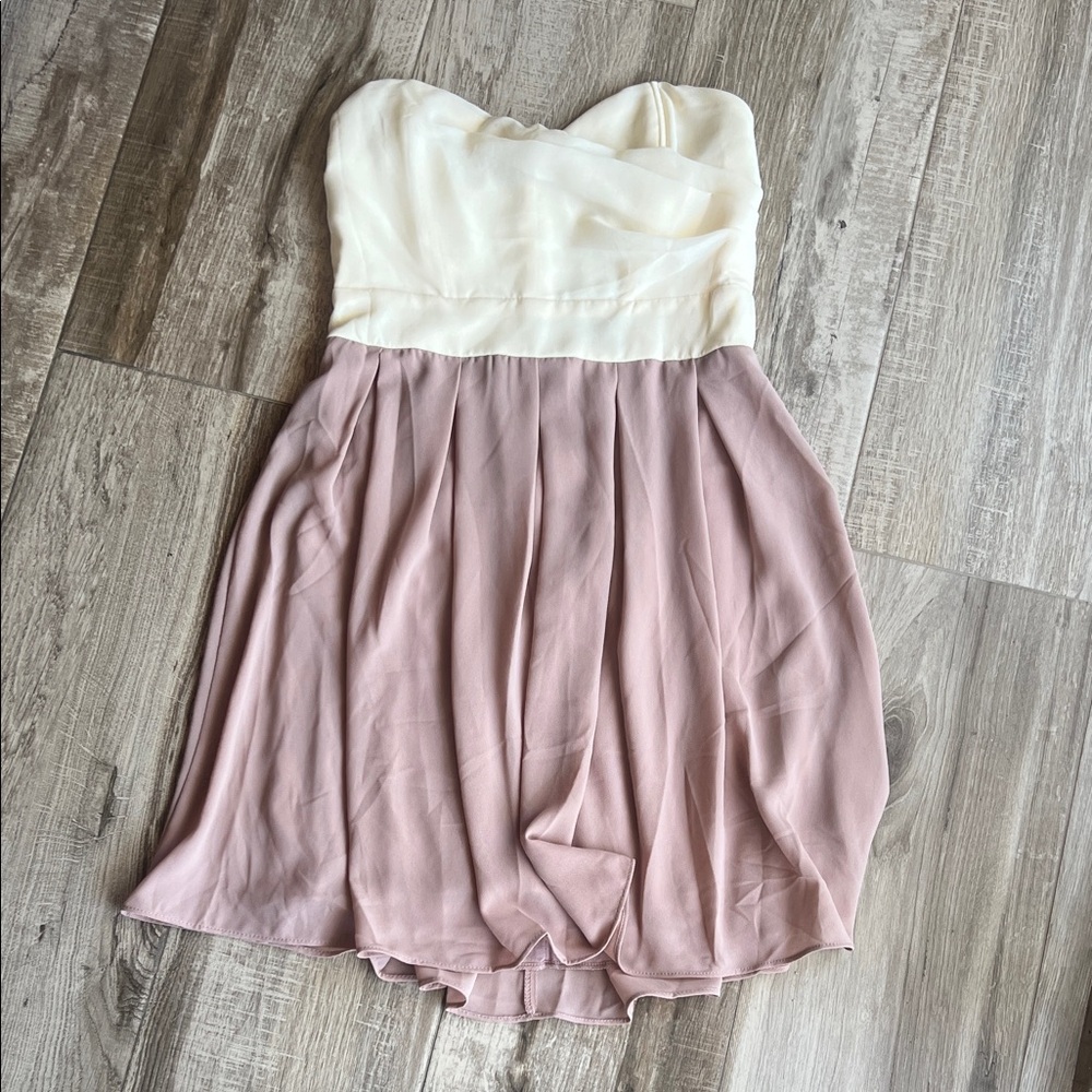 TFNC Cream and Pink Strapless Dress